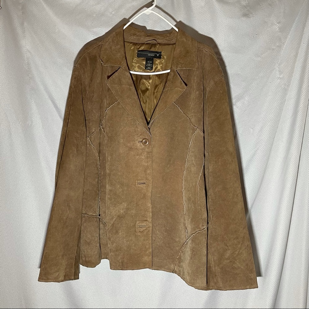 Venezia brown leather jacket never worn 26/28